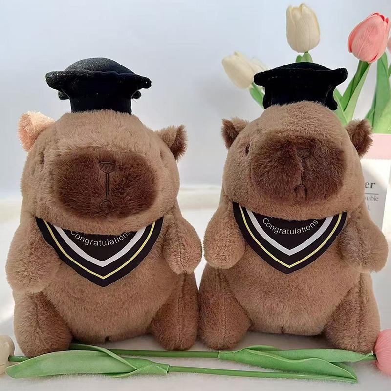 23Cm Doctor Hat Capybara Plush Toy Graduate Plush Dolls Cute Stuffed Animal Plushie Cute Pendant Cartoon Pillow Graduation Gift