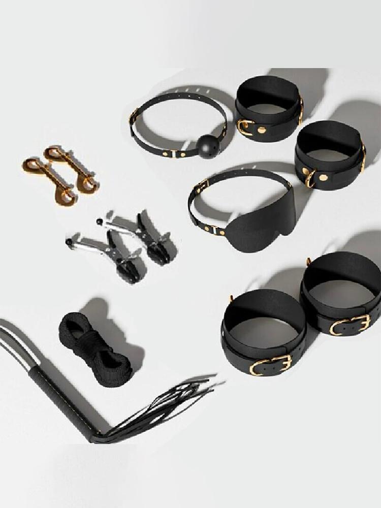 Erotic Set Sexy Leather Plush Sex Toys Bondage Kit Handcuffs Feather Blindfold Flirt Exotic Accessories Couples Adult Games