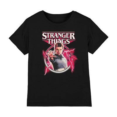 Stranger Things Eleven Blesk Plakát Dětské Tričko 7-13 Let, Černá