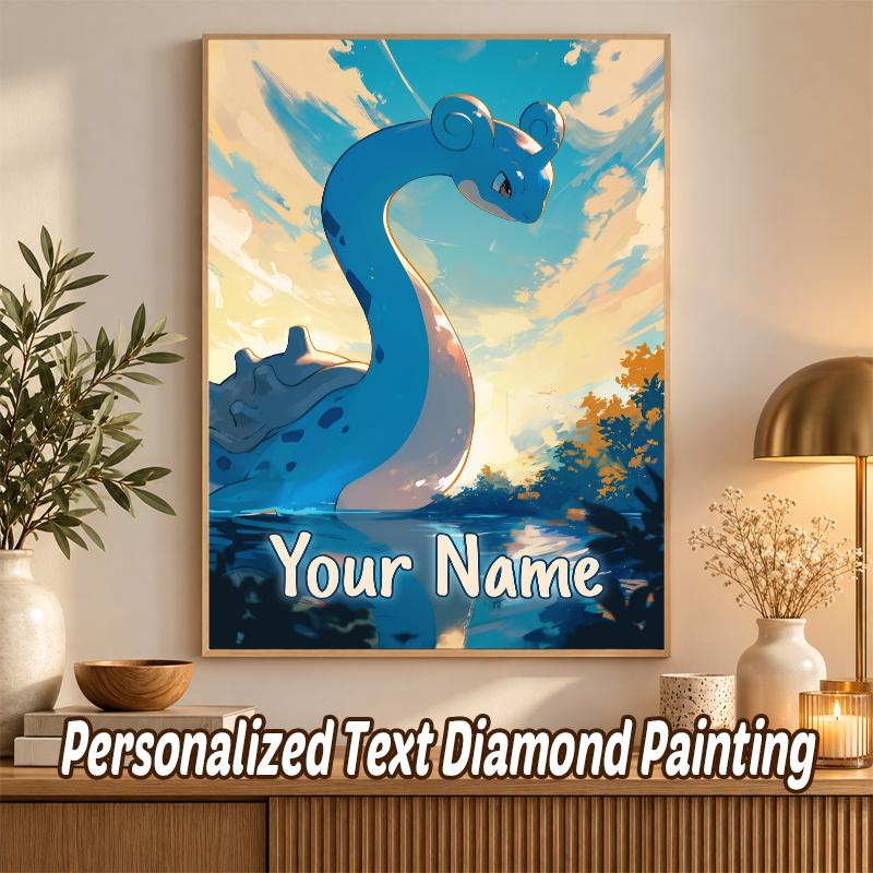 Lapras Custom Name Diamond Painting Personalized 5D Full Drill DIY Diamond Art Home Decor