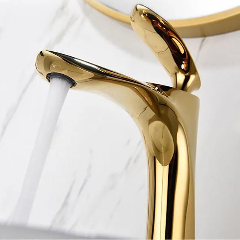 Golden Maple Leaf Basin Faucet For Hot And Cold Household Use Raised Washbasin Washbasin Countertop Basin Single Hole Faucet