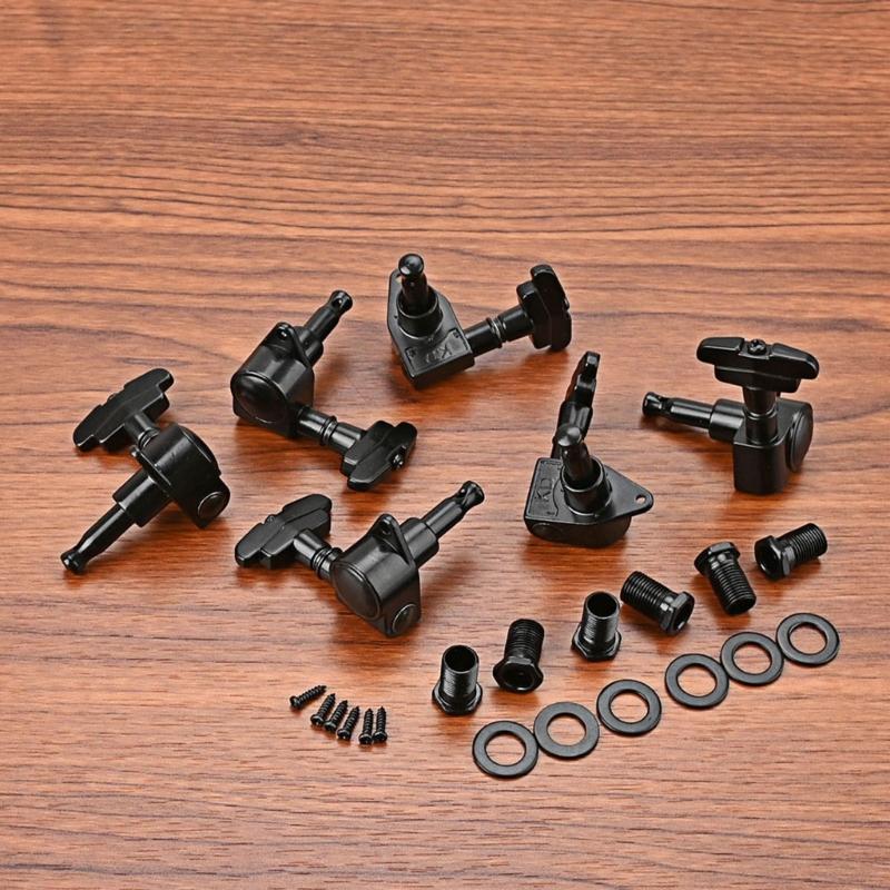 6Pcs Guitar Tuning Pegs 3R3L Tuner Machine Heads 1:21 Sealed Art Decor Rotomatic Tuners Head Replacement with 3 Colors