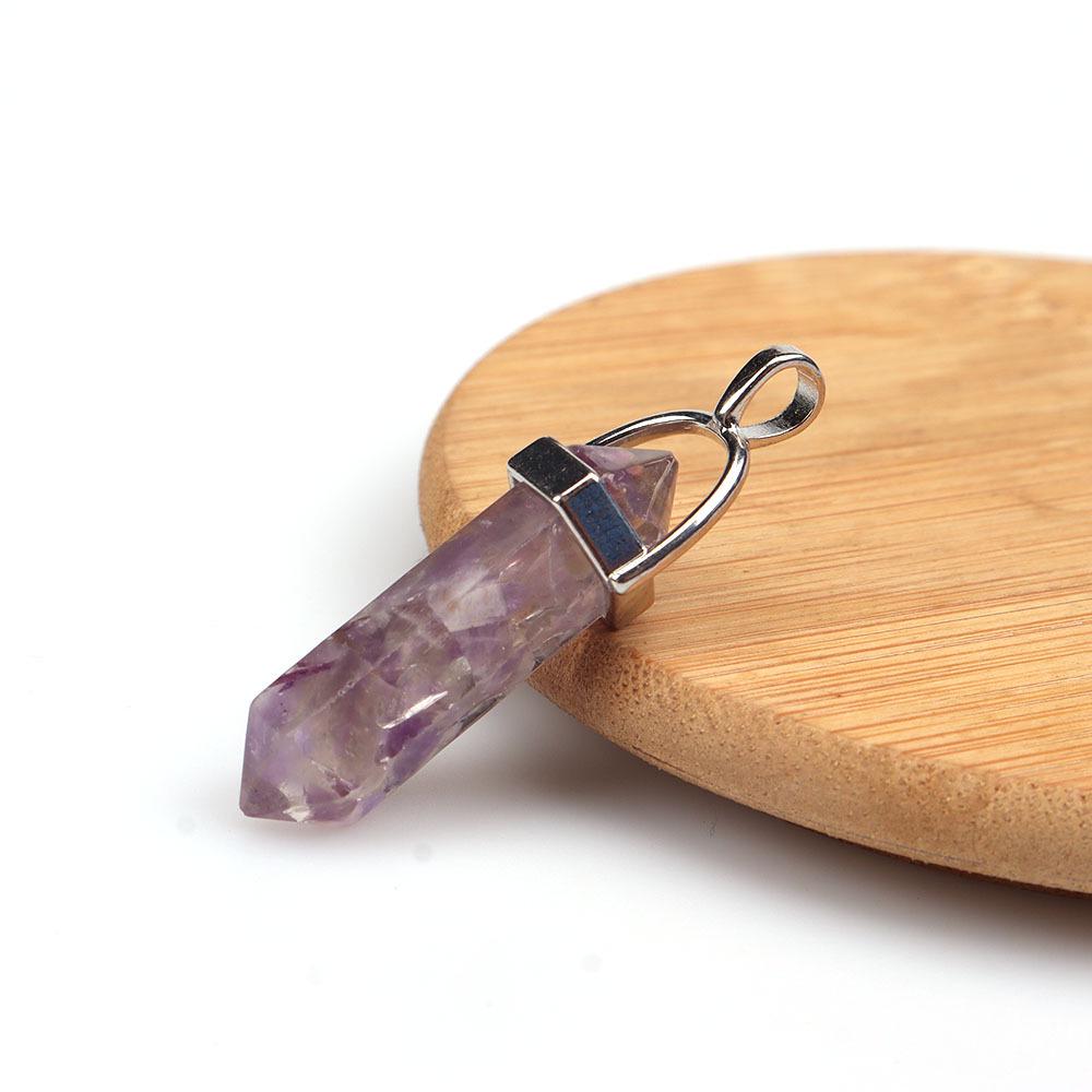 Collana Pendente Esagonale a Doppia Punta di Ametista per Yoga e Guarigione