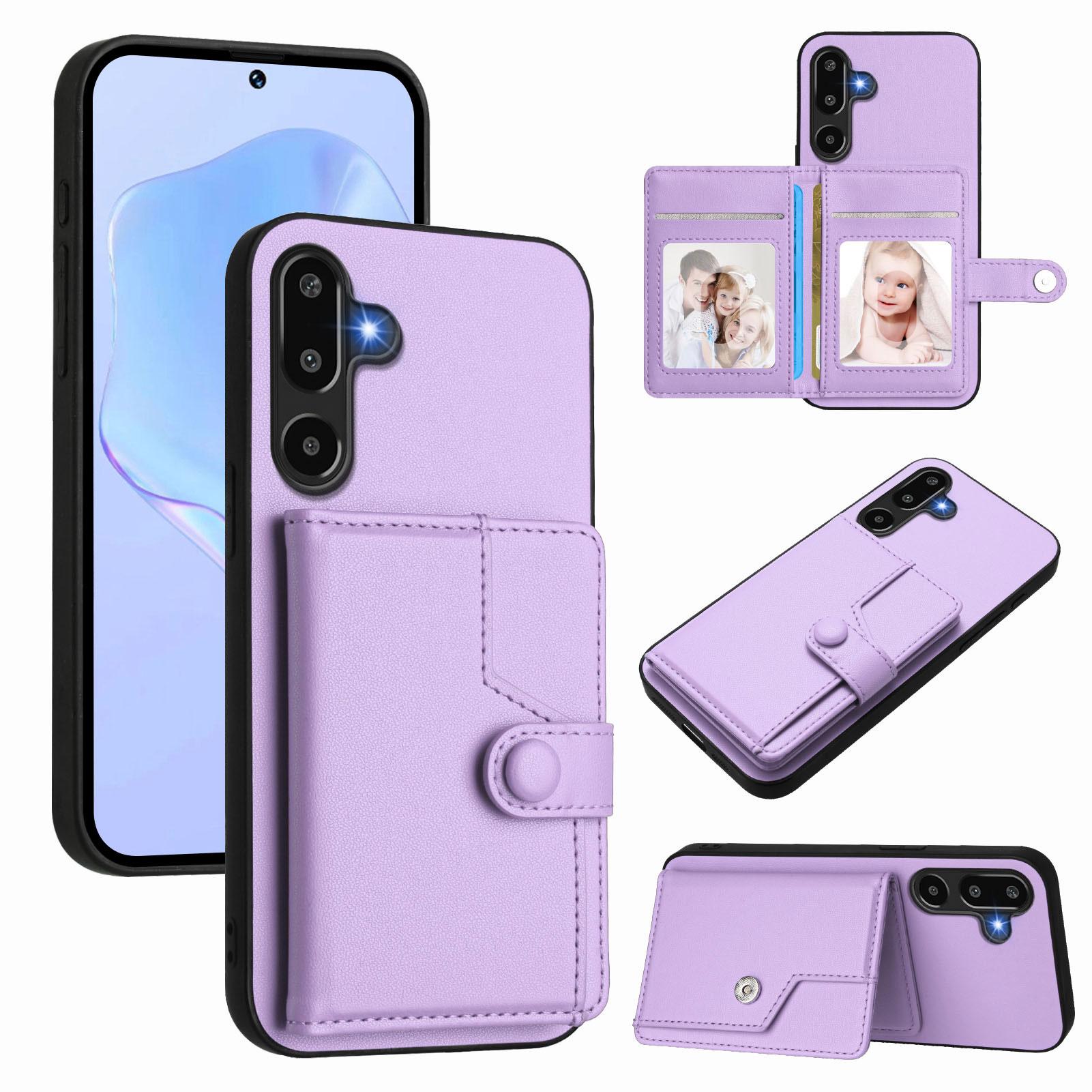 

Для Samsung Galaxy F16 5G/Galaxy M16 5G Чехол с блокировкой RFID, держатель для карт, подставка, задняя крышка для телефона из ТПУ+ПУ кожи Purple