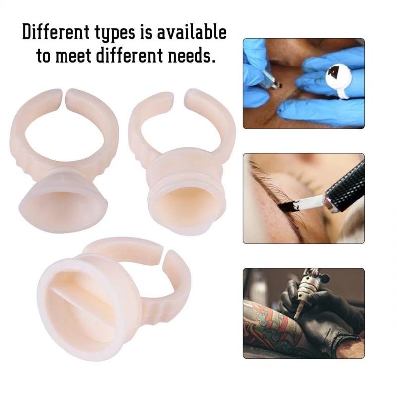 100Pcs Disposable Ring Tattoo Ink Cups Soft Silicone Pigment Container Portable Microblading Permanent Tattoo Pigments Accessory