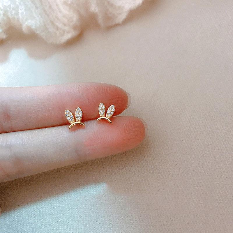 Mini Cute Little Rabbit Earrings for Women with Exquisite Small Temperament New Year Style