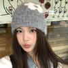 Hat Women's Autumn and Winter New Knitted Hat Versatile Flower Bag Head Hat Warm Ear Protection Wool Cold Hat Big Head Circumference