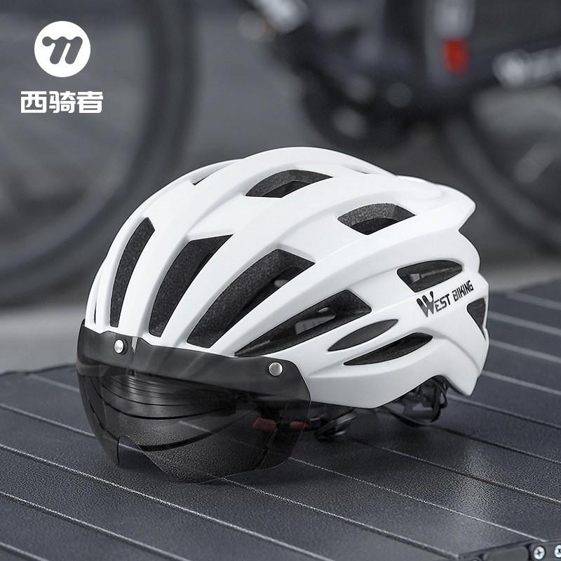 West Biking Cycling Helmet With Magnetic Goggle Taillight Mountain Road Bike