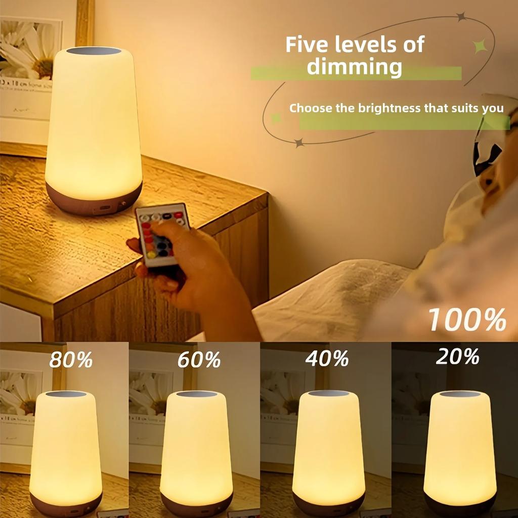 DurableTouch 13colour Night Light Remote Control Wood Grain Desk Lamp Bedroom Bedside Lamp Colorful Ambient Light