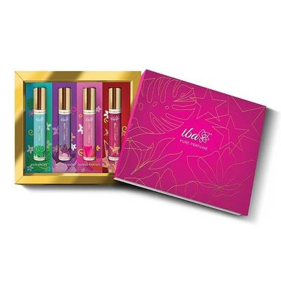 Dárková sada parfémů Iba pro ženy (4 * 10 ml) Luxusní vůně Aqua, Ovocná, Květinová, Dřevitá, Pižmová a Kořenitá vůně s dlouhotrvající výdrží