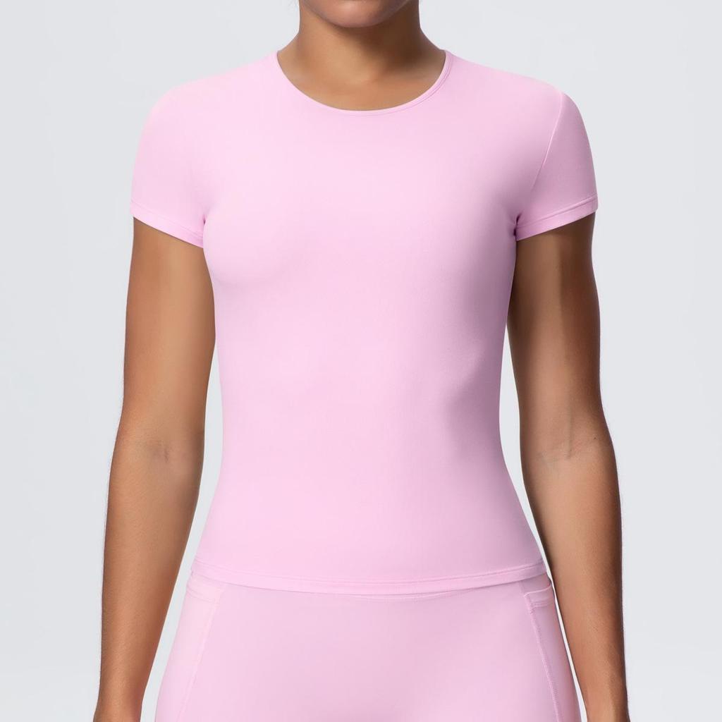Maglietta da Running da Donna ad Asciugatura Rapida Controllo Pancia - Manica Corta, Sensazione di Nuvola, Top Casual Yoga Fitness.