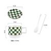 Retro Geometric Plaid Ceramic Coffee Mug Ceramic Cup Home Creative Personality Couple Coffee Mug Desktop Decorative Tableware