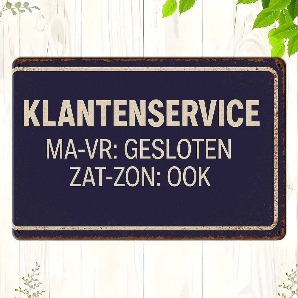 

Klanten Service Iron Wall Sign, 8x12in, 2D Flat Metal Plaque чистый