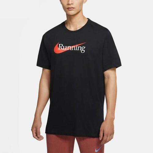 Men's Black Nike Logo Printed American-Style Sports T-Shirt