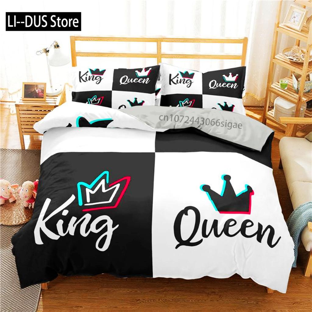King And Queen Duvet Cover Set Microfiber Beard And Red Lips King Size Bedding Set For Couple Romantic Valentine's Day Presents