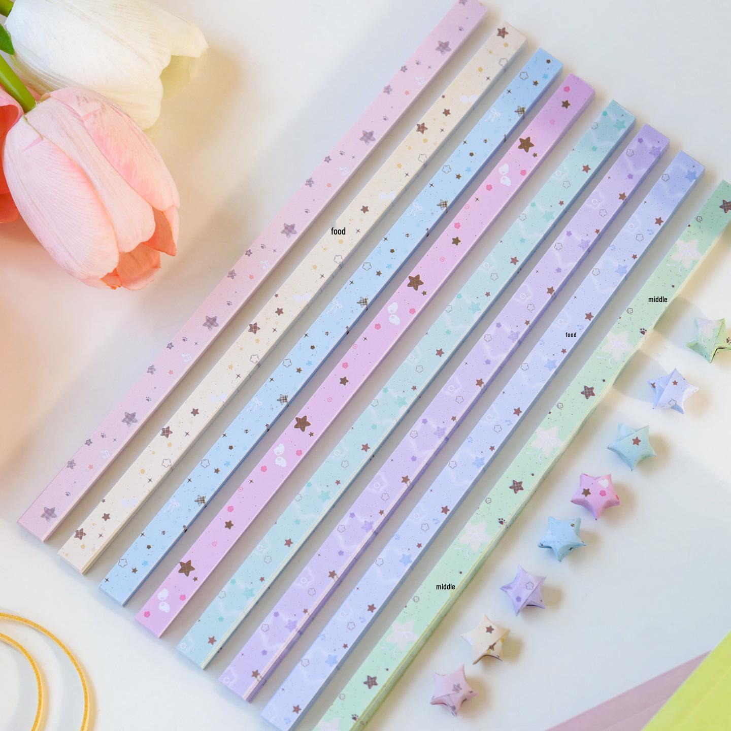 Lucky Star Origami Strips - DIY Cartoon Handmade Paper for Classmates Creative Wishes