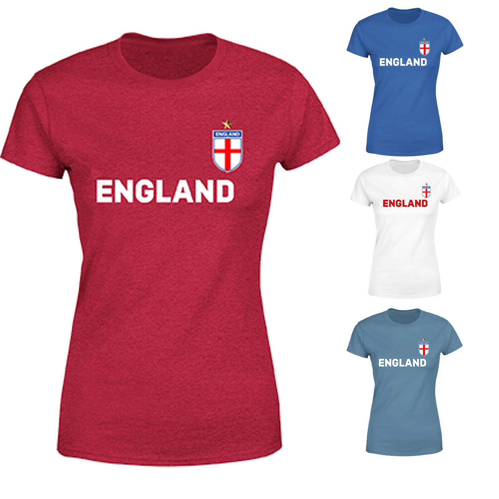 England Football Womens 100% Cotton T-shirt Mens Tees Top Soccer Training Sports Tee Top S