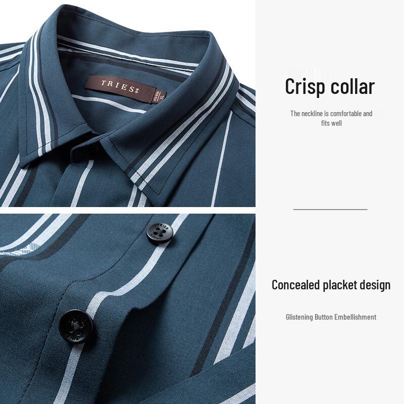 Men's Vintage Striped Short Sleeve Casual Shirt