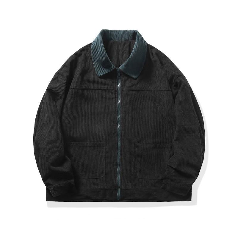 Giacca Casual Autunnale da Uomo in Velluto a Coste Larga Giacca Giovanile a Maniche Lunghe Colorblocking