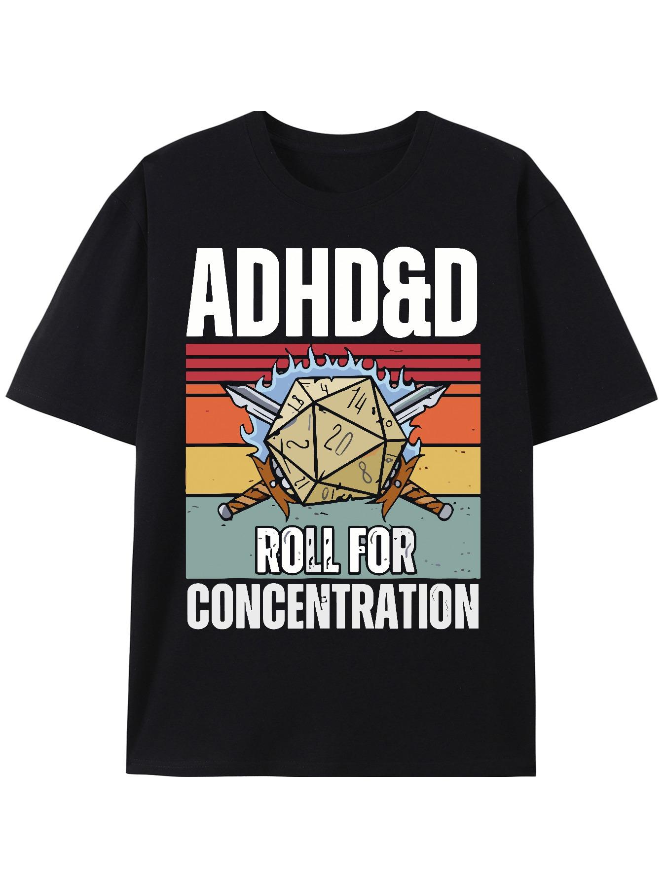 

Retro Vintage ADHD&D Roll For Concentration Funny Gamer Gift Unisex T-Shirt XXL