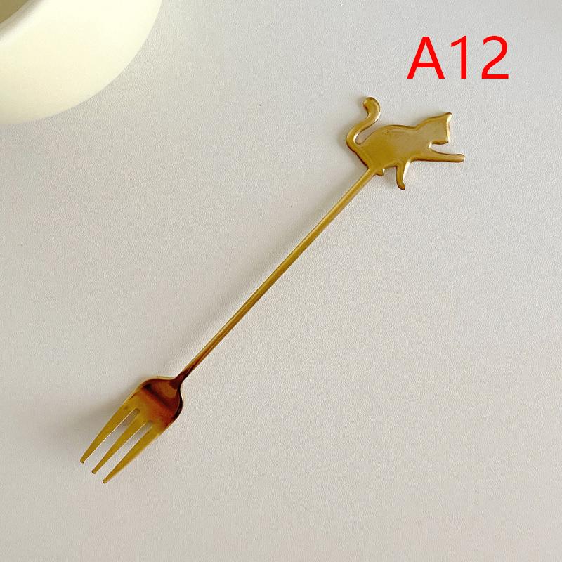 Cute Paintings Cat 304 Stainless Steel Spoon Hollow For Coffee Tea Dessert Spoon Kitchen Tableware Gifts For Students Children