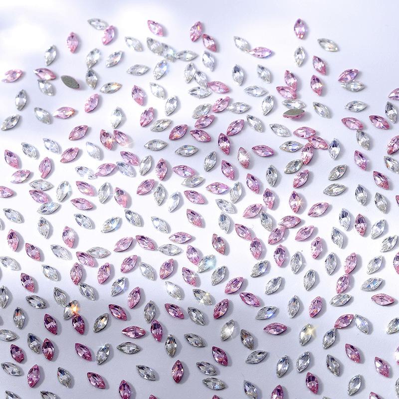 5A Flat Bottom Mini Zircon Nail Art Zircon Diamond 2 * 4 Horse Eye Zircon Flat Bottom Rose Cut Diamond Nail Decorative Diamond