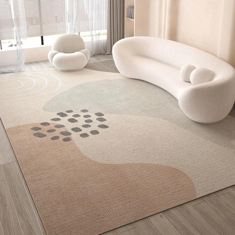 Cream Style Line Living Room Floor Mat, Large-Sized Sofa, Coffee Table Blanket, Bedroom Carpet, Home Decoration