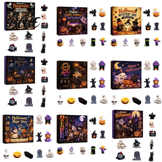 Collectibles for Sand Table Landscaping Halloween Advent Calendar with 9 Mini Resin Figures Day Spooky Countdown Miniature Horror Theme Ornaments To