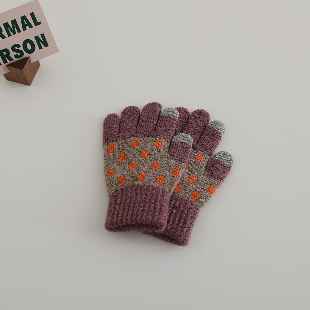 Детские пятипалые перчатки Осень Зима Новые Малыш Ретро Жаккардовые Морозостойкие Вязаные Детские Велосипедные Перчатки Для Мальчиков Девочек