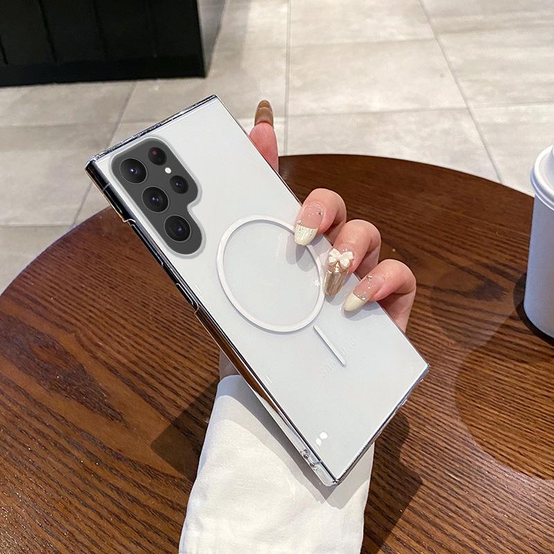 Trendy Thin Ring Magnetic High Permeability Shell Suitable for Samsung S25ULTRA Mobile Phone Case S24P Anti Fall Hard Shell