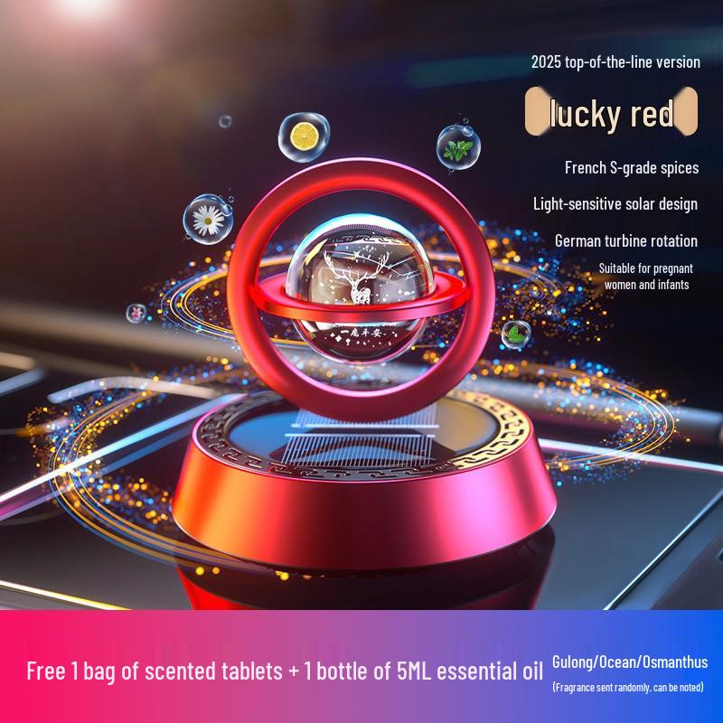One Road Solar-Powered Rotating Dashboard Air Freshener Ornament for Car Interiors