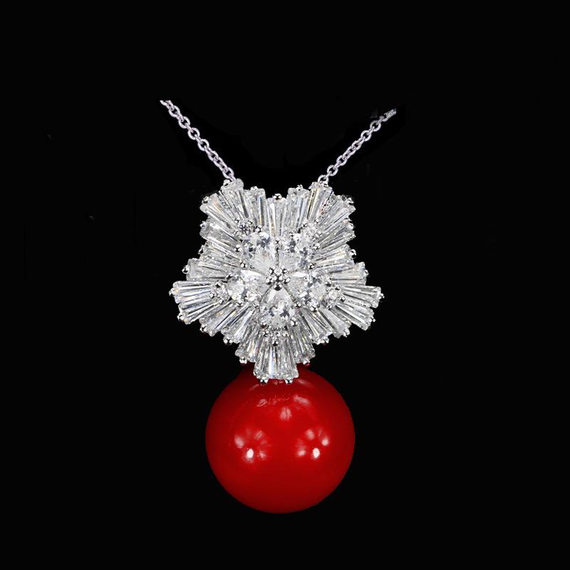 Tmall, Perlenanhänger, Schneeflocken-Zirkonia-Halskette, Exquisiter High-End-Schmuck.
