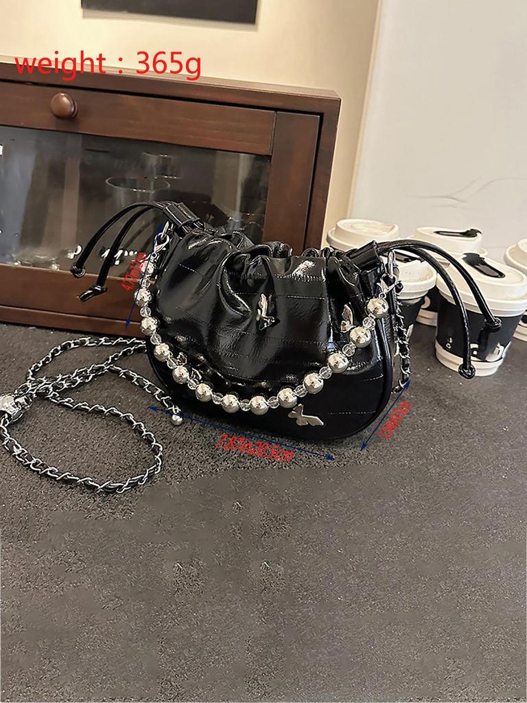 Silberfarbene geraffte Cloud Damen Umhänge-Schultertasche