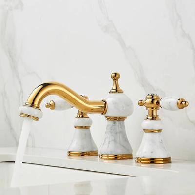 Messing Marmor Badezimmerarmatur Gold Waschtischarmatur Weit verbreitete Armatur Wasserhahn Luxus Waschtischmischer Heiß und Kalt Duschraum Waschbecken Armatur