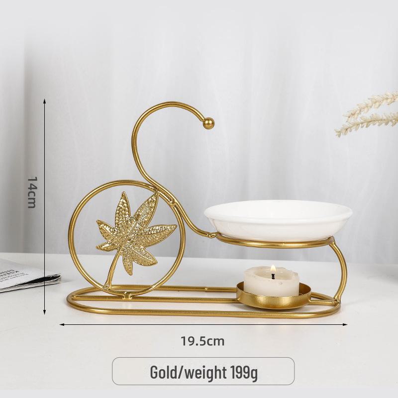 Lampă de aromaterapie transfrontalieră din fier și ceramică: Arzător de uleiuri esențiale și suport de tămâie pentru sfeșnic de birou.