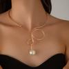 Punk Bowknot Metal Torque Simulated Pearl Choker Necklace For Women Statement Necklace Korean Fashion Accessories Jewelry