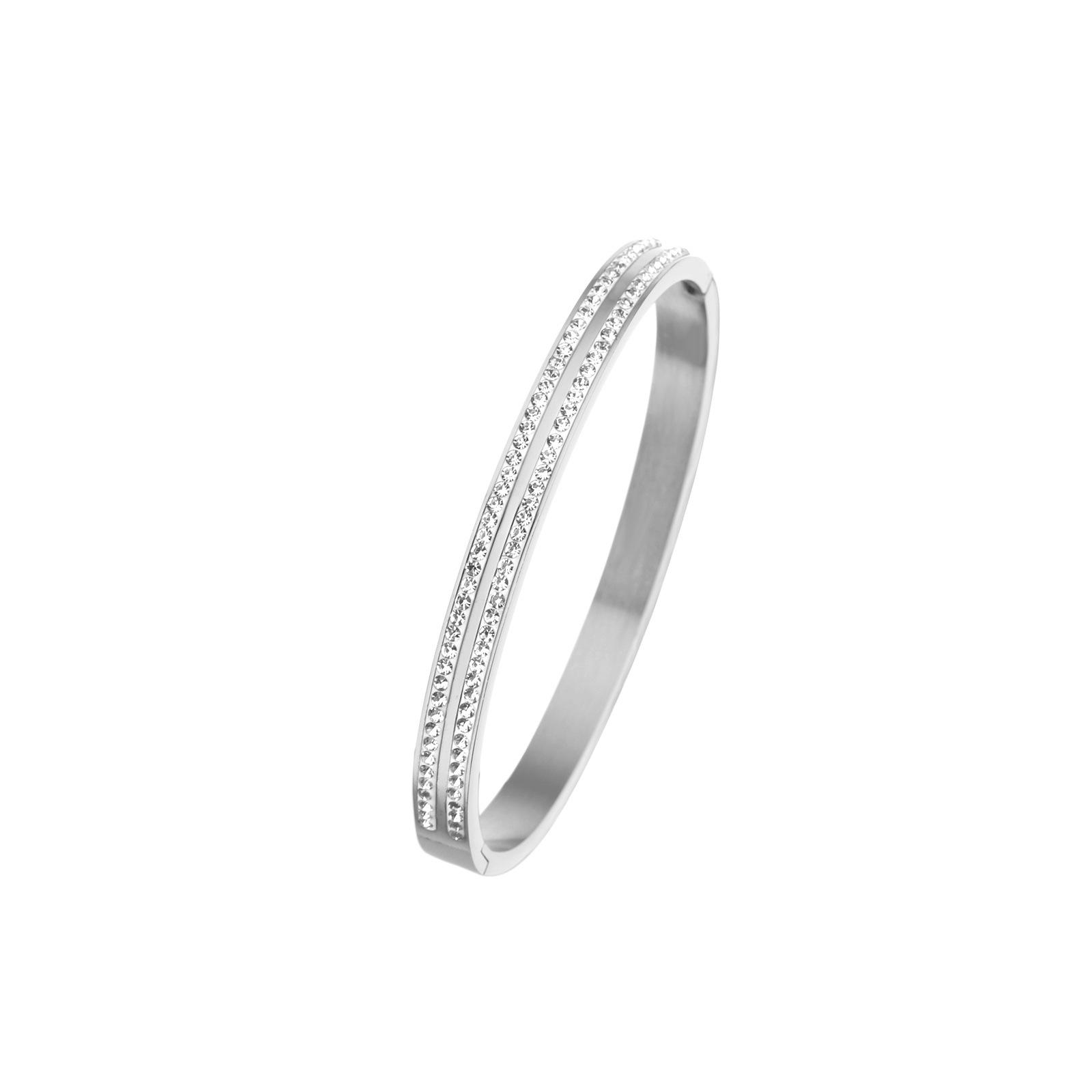 Korean Trendy Double Row Titanium Steel Bracelet: European  American Fashion Exquisite Hand Jewelry