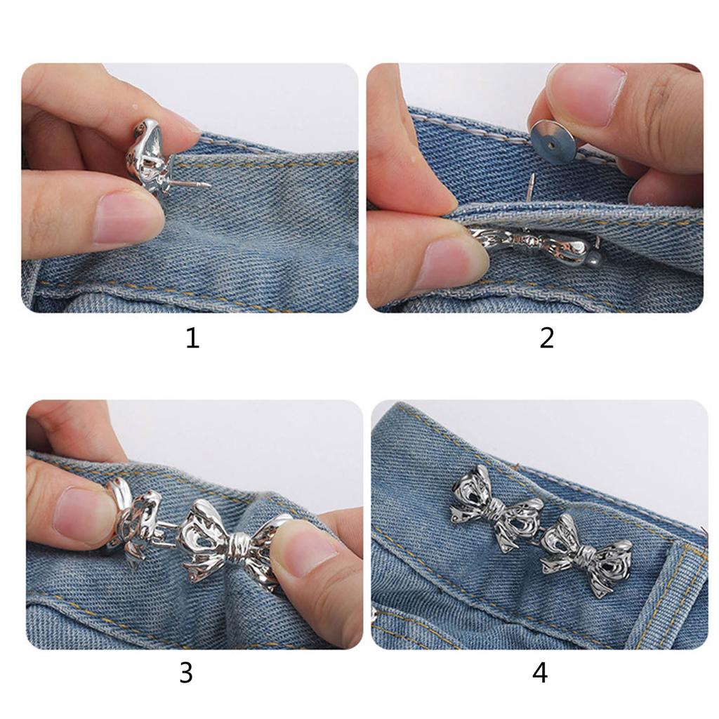 Bowknot Button Pins Jean Waist Buckles Detachable Pants Waist Tightener Jean Buttons Pins Adjustment Waist Buckles