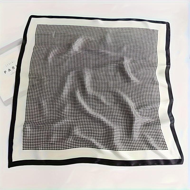 Houndstooth Bandana Casual Imitation Silk Neckerchief Head Wrap Bag Handle Charm Holiday Accessory Gift Square Scarf