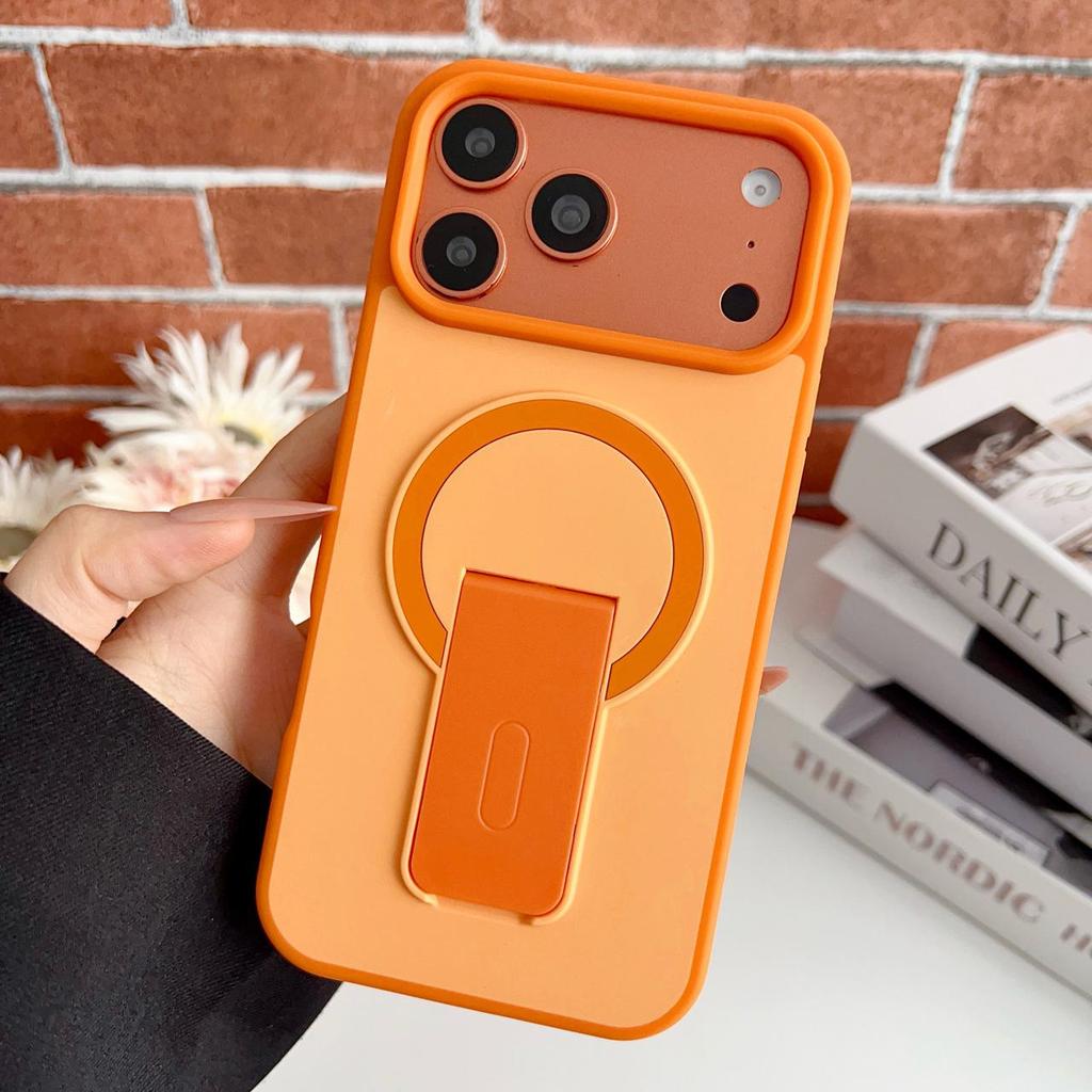 Color Block Magnetic Stand Phone Case for iPhone 17 Pro Max, Apple 16, and 15 - Soft Edge, Hard Shell