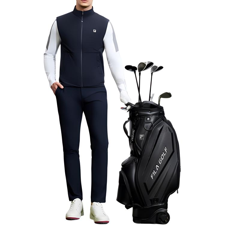 FILA Golf Series Letter Print Stand Collar Sports Cotton Vest Men Vests Legendary-Blue A11M415903F-NV