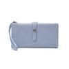 New women's long wallet, two fold, simple buckle solid color multi card handheld phone bag, zipper portable