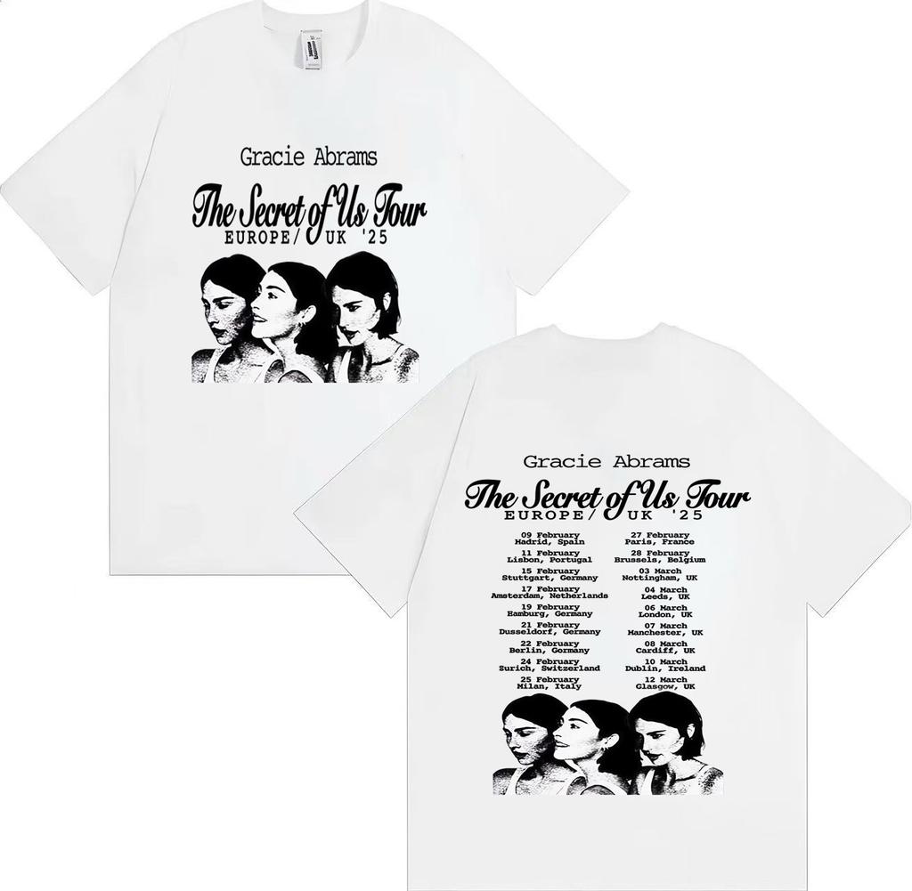Fashion Singer Gracie Abrams: Our Secret Pattern Shirt Men's and Women's Round-neck Summer Printed 100% Pure Cotton T-shirt