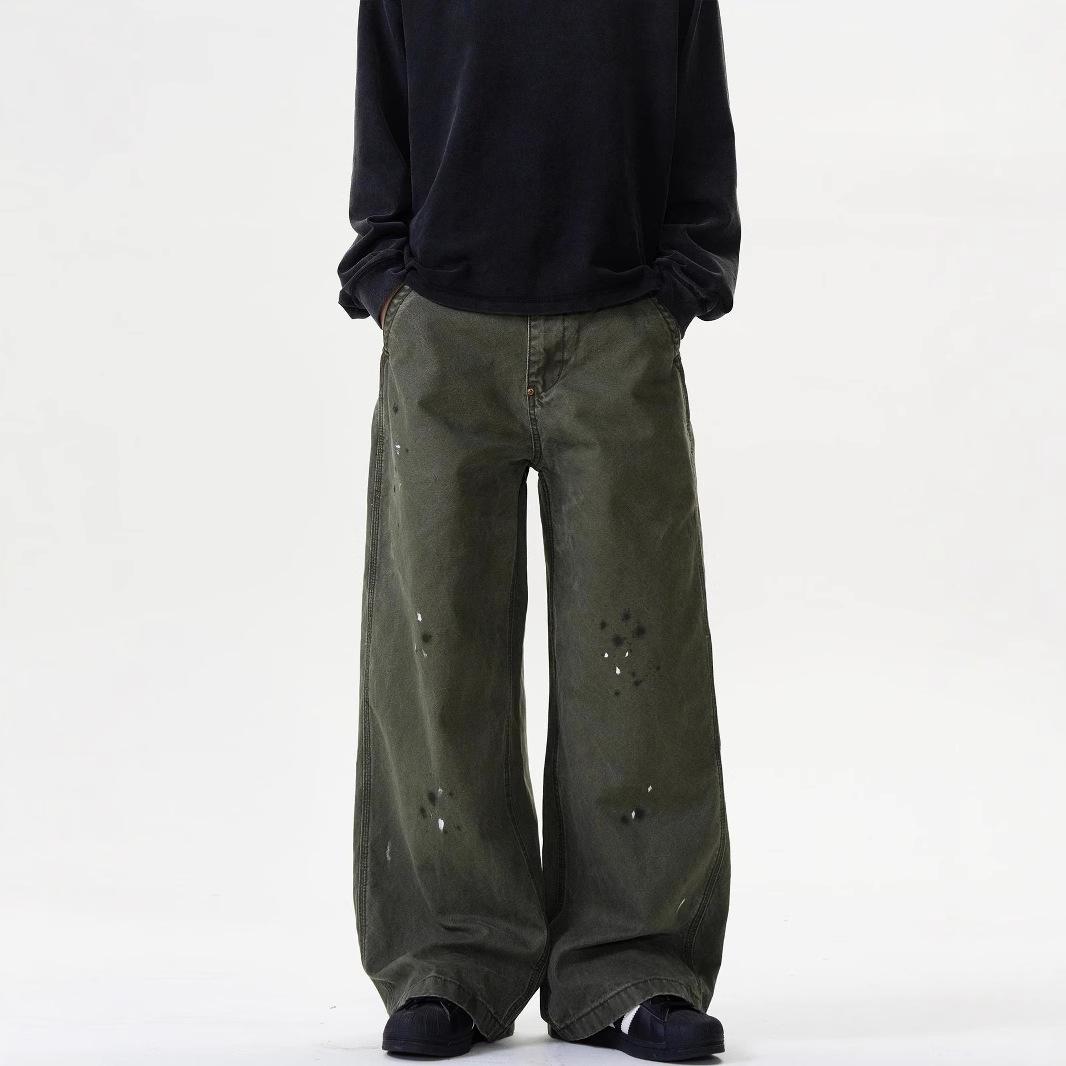 

Men s Vintage Distressed Workwear Jeans – Straight Leg & Wide Leg Options for Spring/Autumn 2XL чай зеленый