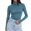 Women's Turtleneck Long Sleeve Shirts Solid Color Fall Fashion Basic Slim Fit Soft Thermal Tops