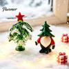 Decorative Colorful Glass Tree Christmas Figurine, Handmade Santa Deer Desk Decor, Unique Desktop Gift Miniature Holiday Tabletop Ornament for