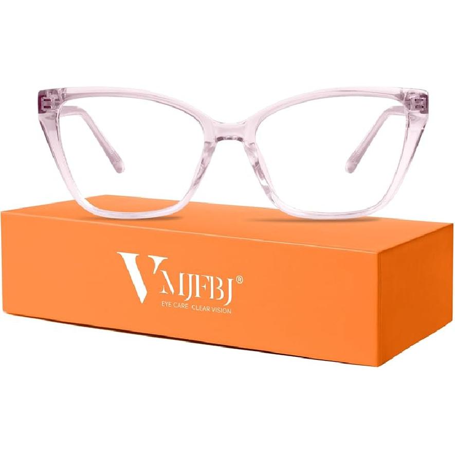 Blue Light Glasses for Woman, Fashion Cat Eye Anti Blue Light Blocking Glasses Women, TR90 Lightweight Computer Glasses for Gaming & Screen Use, Clear розовый