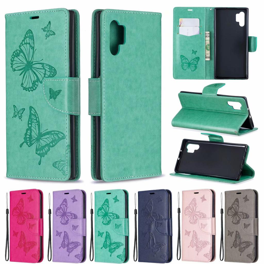 Applicable To iPhone11 Mobile Phone Leather Case Samsung Note10 + Butterfly Embossed Card Holder Protective Case 7plus