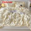 new lace embroidery small fresh and cute girl heart bed four-piece set washed cotton summer sheet quilt cover bed hat