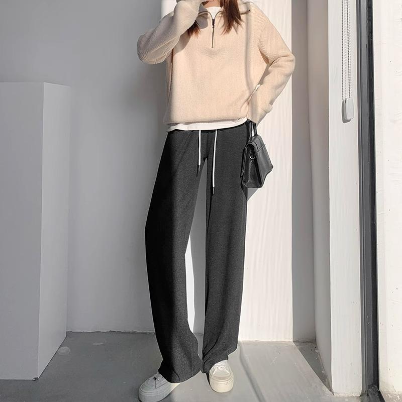 

Women s Black High-Waisted Wide-Leg Pants - Fleece-Lined, Floor-Length, Slimming Casual Wear 2XL (131-150 lbs)